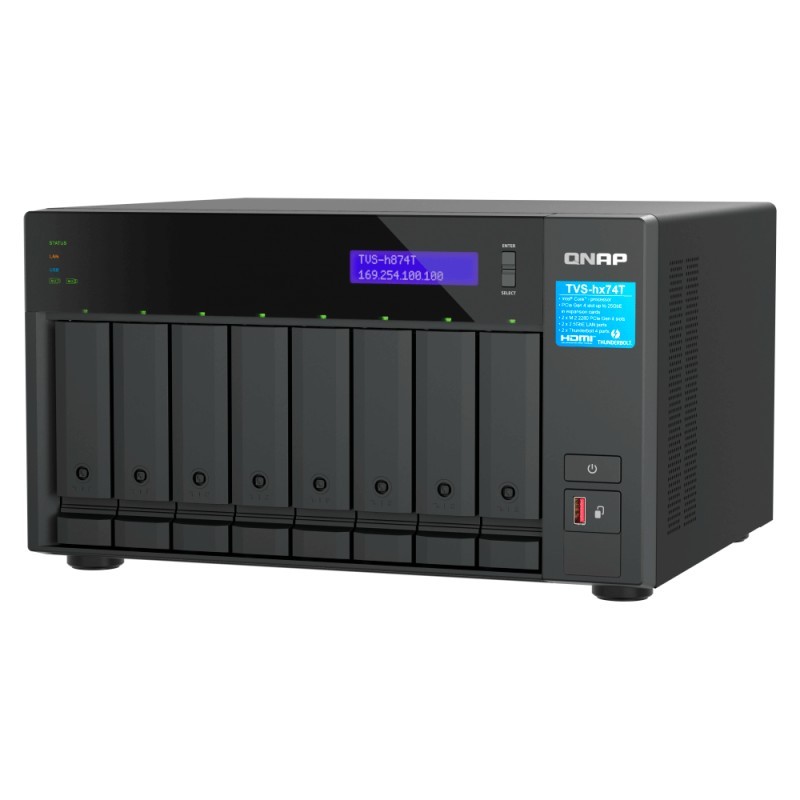 TVS-h874T-i7-32G NAS 8 Bahías (M.2 NVMe x2) - Intel Core i7, 12 núcleos y 20 hilos, 32 GB SODIMM DDR4 (máx. 64 GB) - 39883