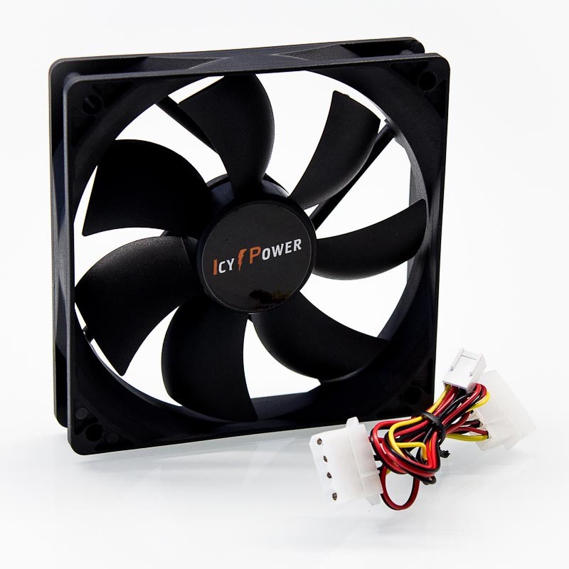 [3515] Ventilador 12 cm - Icy Power - con conector 3 pines y adaptador a molex (FA) - Dual Ball Bearing Fan